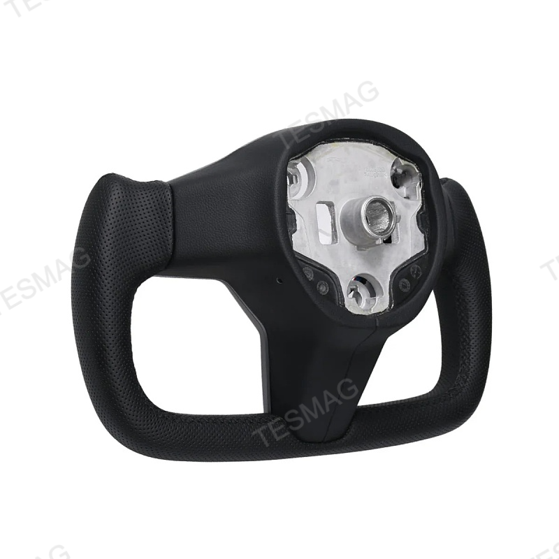 Sporty Perforated Leather Yoke Steering Wheel for Model 3/Y