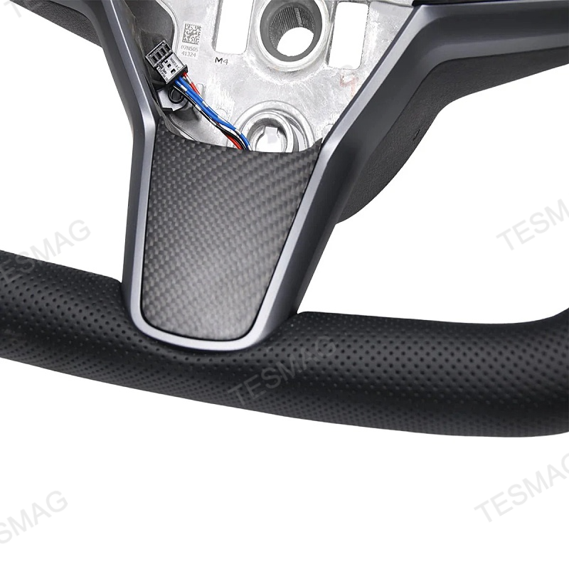 Sporty Perforated Leather Yoke Steering Wheel for Model 3/Y