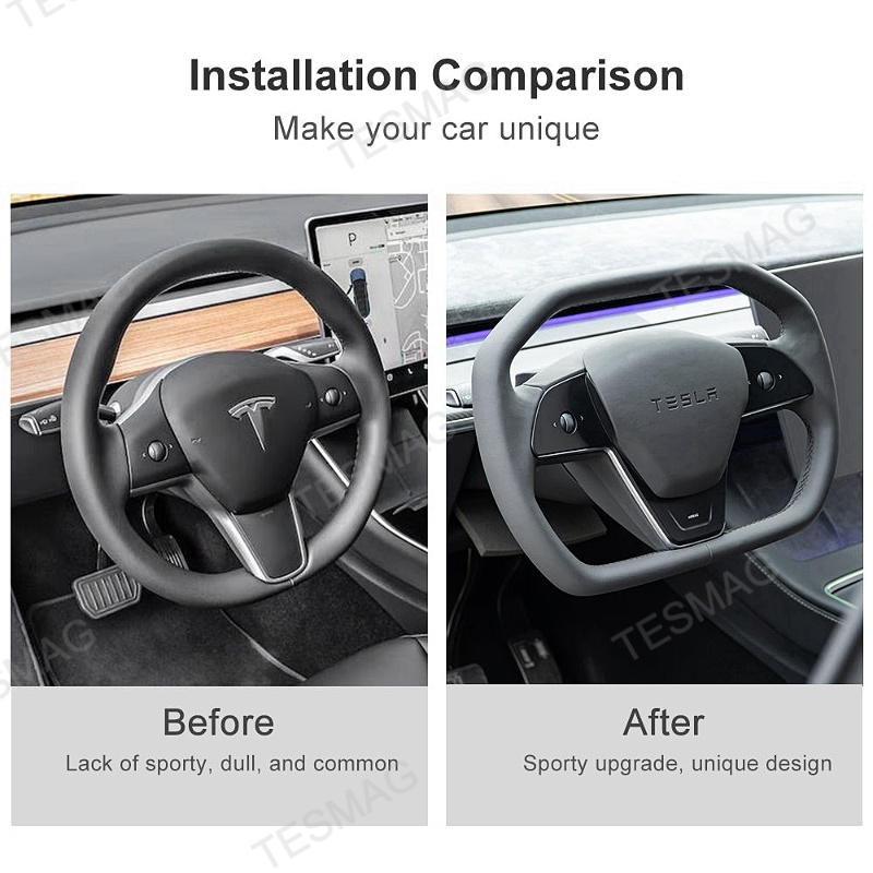  Tesla Model 3/Y Steering Wheel is Inspired by Cybertruck Style