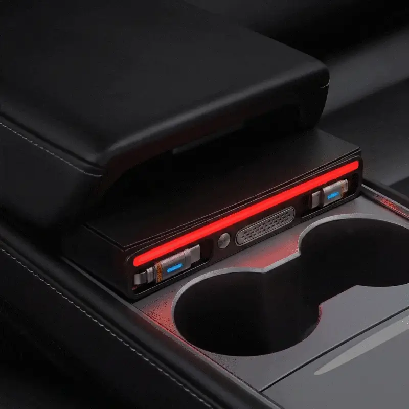 Retractable USB-C Charging Dock with RGB Light & Aroma for Tesla Model 3/Y