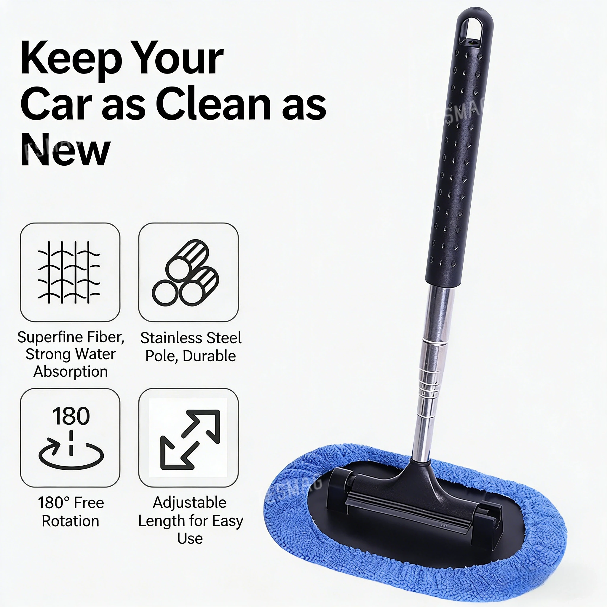 Tesla 3-in-1 Cleaning Kit - Car Windshield Squeegee Microfiber Dust Brush