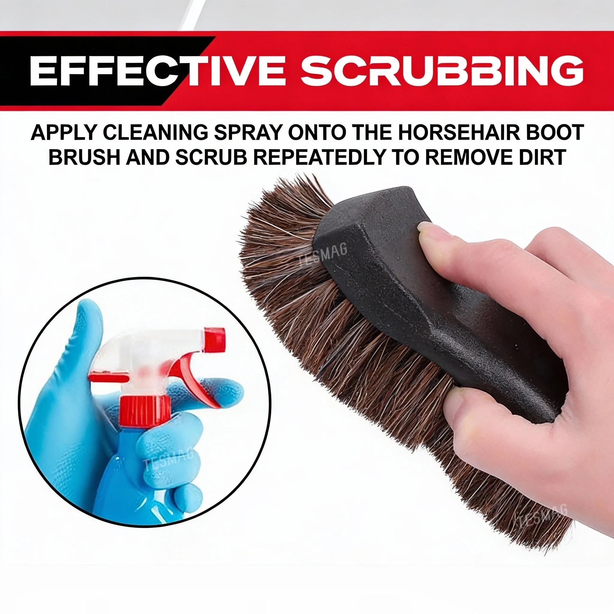 Bristle Horse Hair Leather Cleaning Brush for Tesla Interior | 1PCS