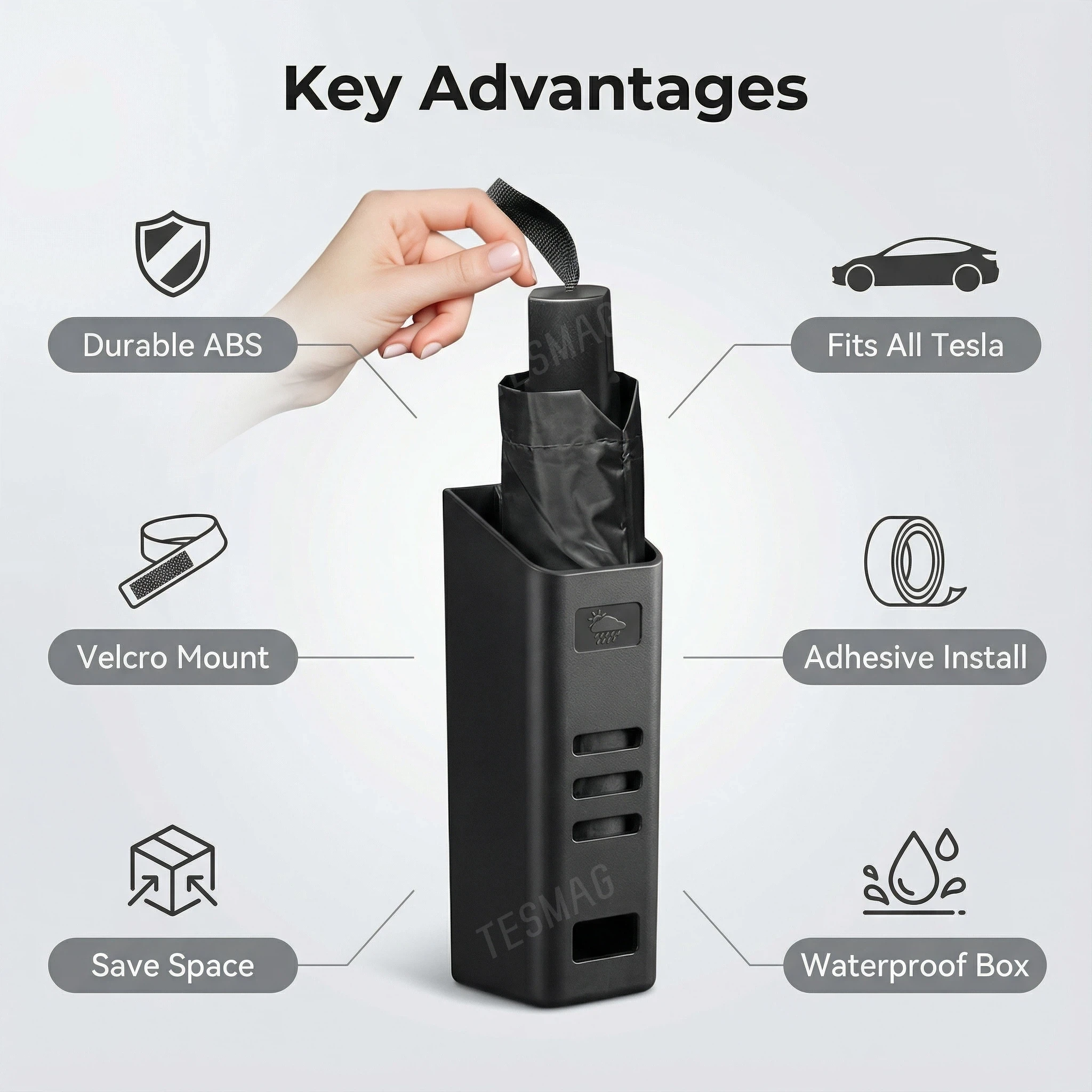 Trunk Umbrella Holder Waterproof Umbrella Storage for for Tesla Model 3/Y/S/X