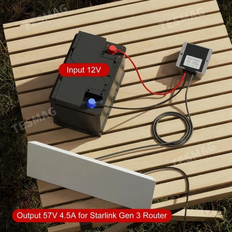 Portable DC Power Supply 12V 24V to 57V Adapter Designed for Starlink Gen 3