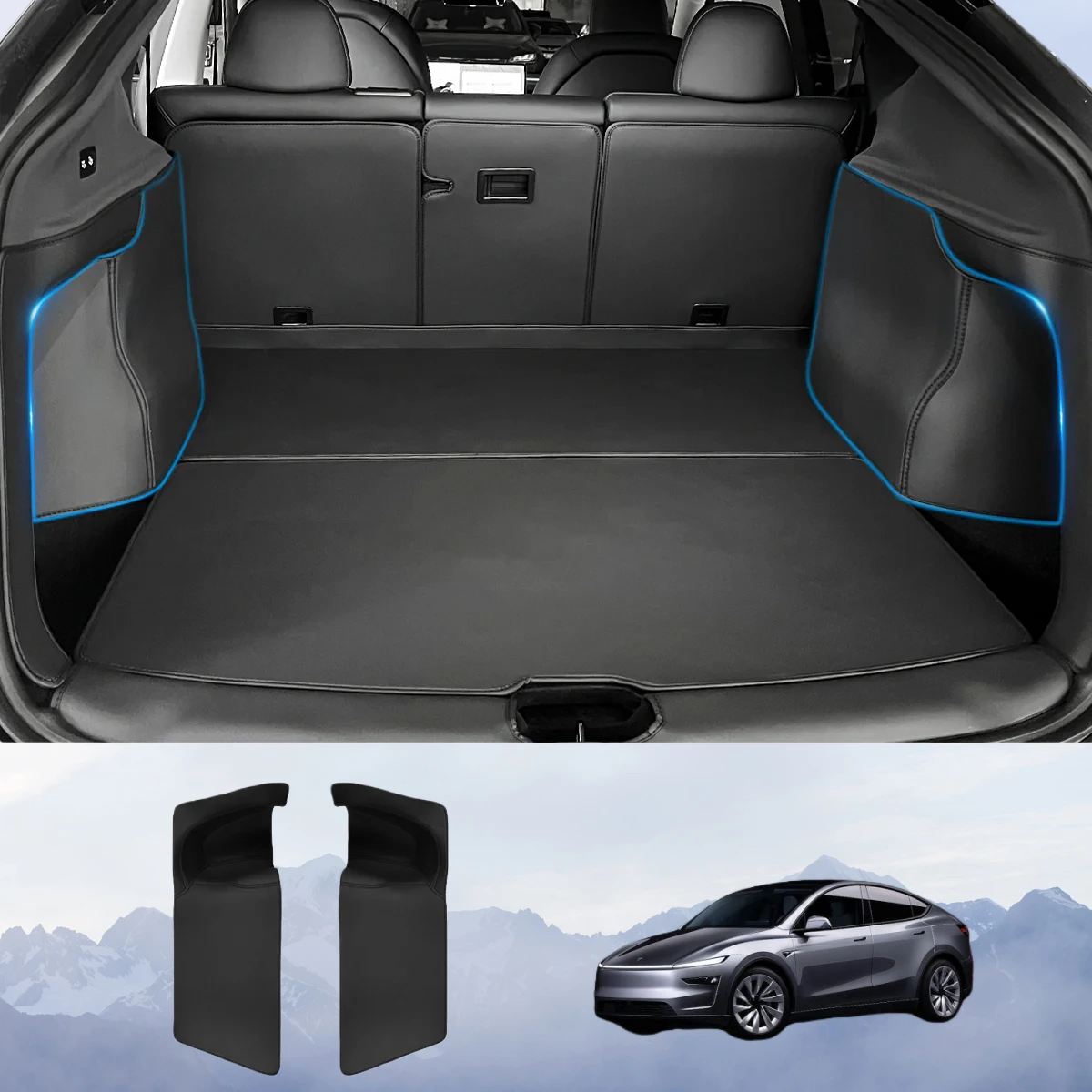 Tesla Model Y Juniper 2025 Rear Trunk Side Shields Made with Premium Napa Leather