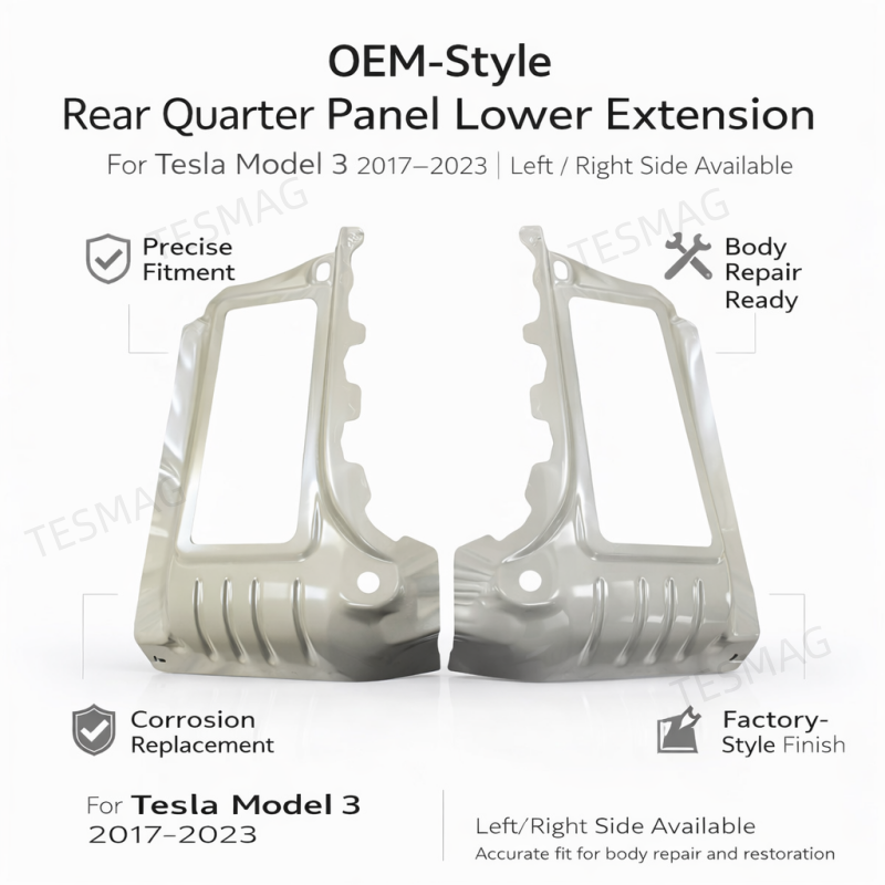 Rear Quarter Panel Lower Extension for Tesla Model 3 (1109299-S0-A / 1109300-S0-A)