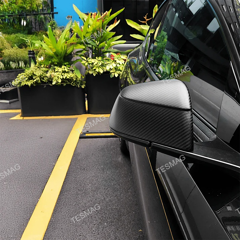 Carbon Fiber Side Mirror Covers for Tesla Model Y Juniper - Protective Cover