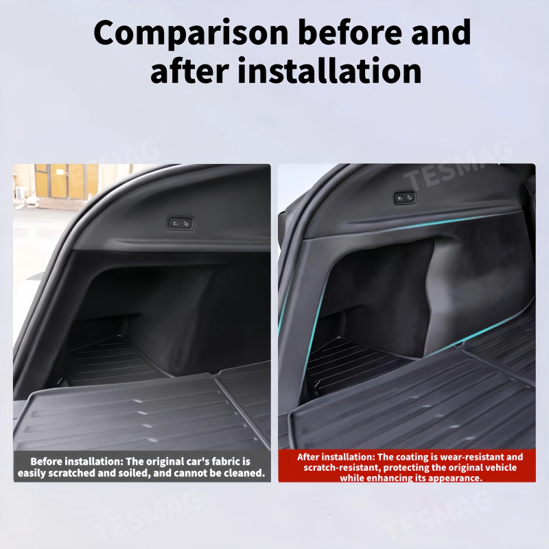 Custom TPE Rear Trunk Side Protection Covers for Tesla Model Y Juniper  Interior