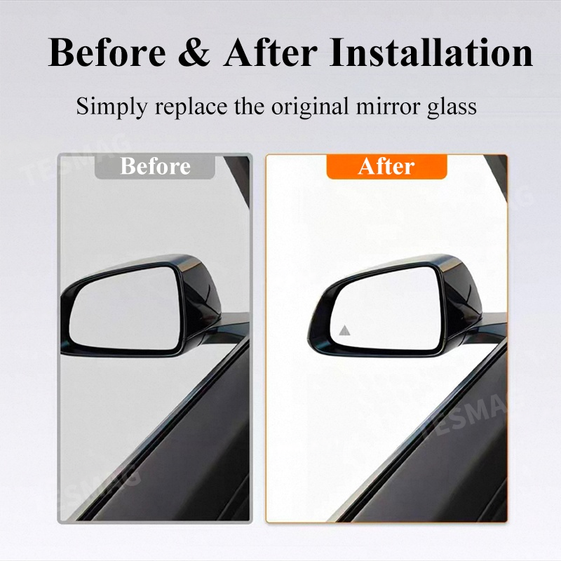 Side Rearview Tesla Blind Spot Mirror with BSD for Model 3 / Y