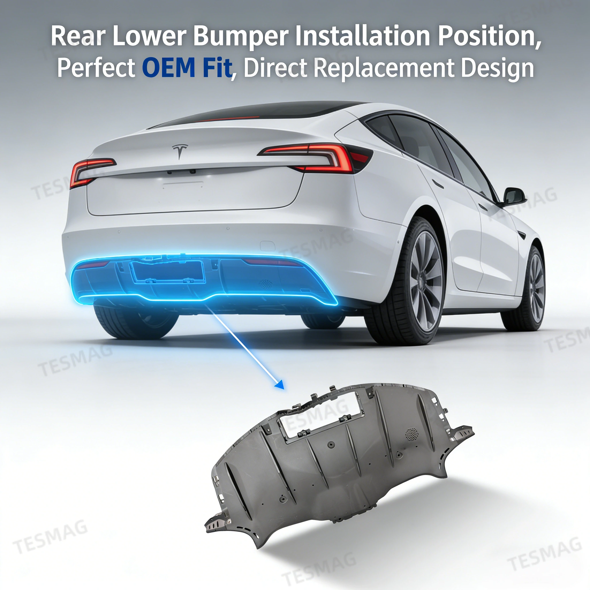 Rear Lower Bumper Diffuser Undertray For Tesla Model 3 Highland 2024+ Model Y Juniper 2025+(1582583/1932603)