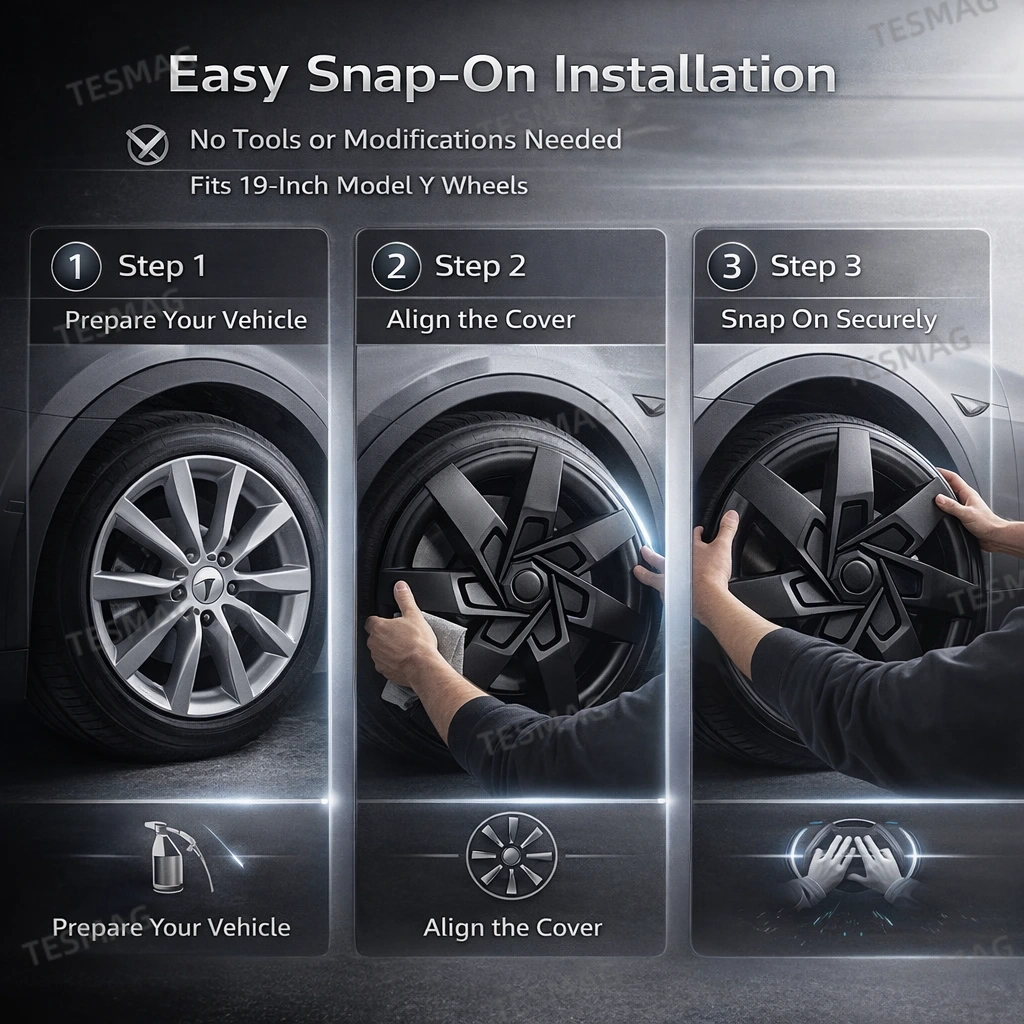 19-Inch Full-Edge Wheel Covers for Tesla Model Y (2021-2024) | Set of 4