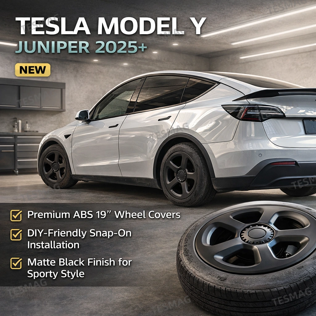 19" Wheel Covers Hubcaps for Tesla Model Y Juniper 2025+ – Matte Black Rims Protector