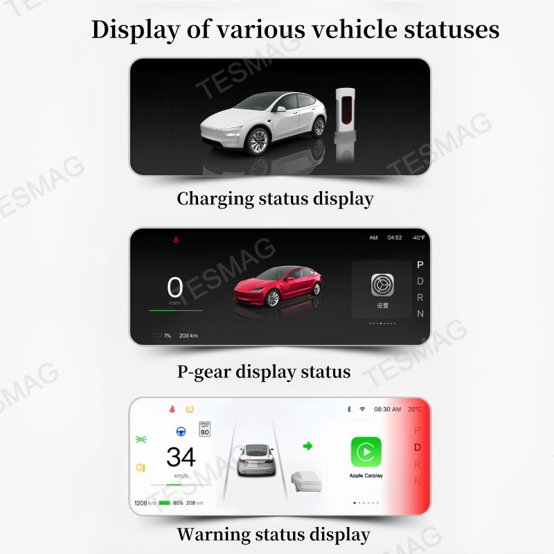 8.9-inch one-piece instrument screen with ambient lighting for the Tesla Model 3 Highland/Model Y Juniper
