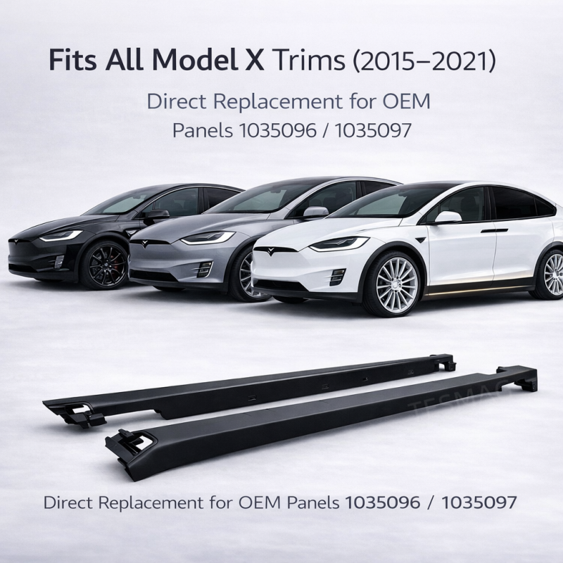 Left & Right Side Skirts / Rocker Panel Replacement for Tesla Model X (1035096 1035097)