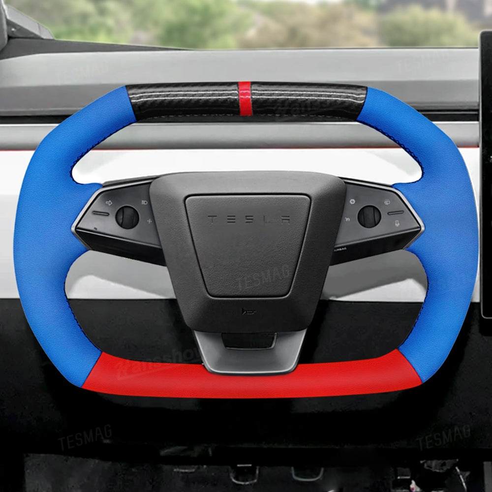 DIY Hand-Stitched Carbon Fiber Steering Wheel Cover for Cybertruck 2024+