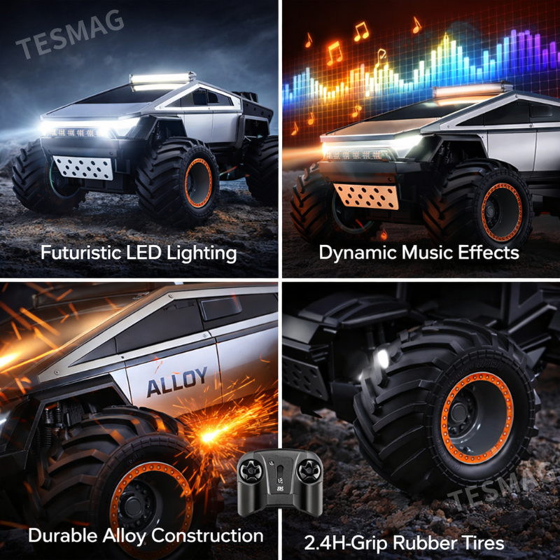 1:14 Scale Alloy Remote Control Cybertruck 4WD Off Road Truck for Kids Adults