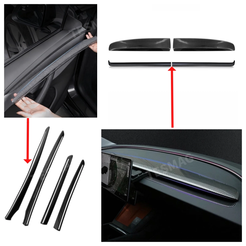 Custom Fit Interior Trim Strips for Tesla Model Y Juniper 2025+ Dashboard Door and Center Console
