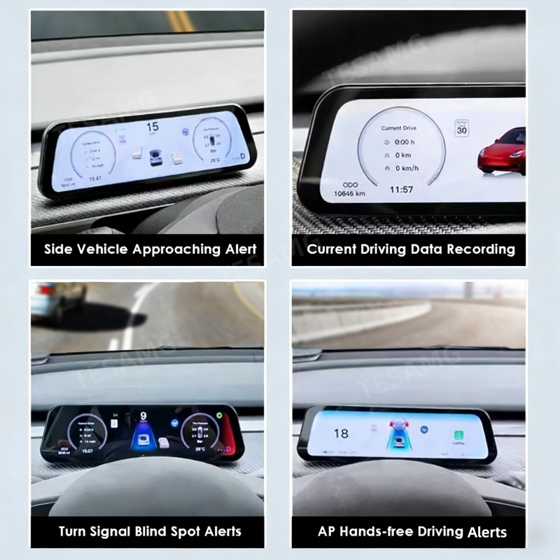 9.6-Inch Driver Display w/ Wireless CarPlay for Tesla Model 3/Y 2021-2026 (LHD Only)