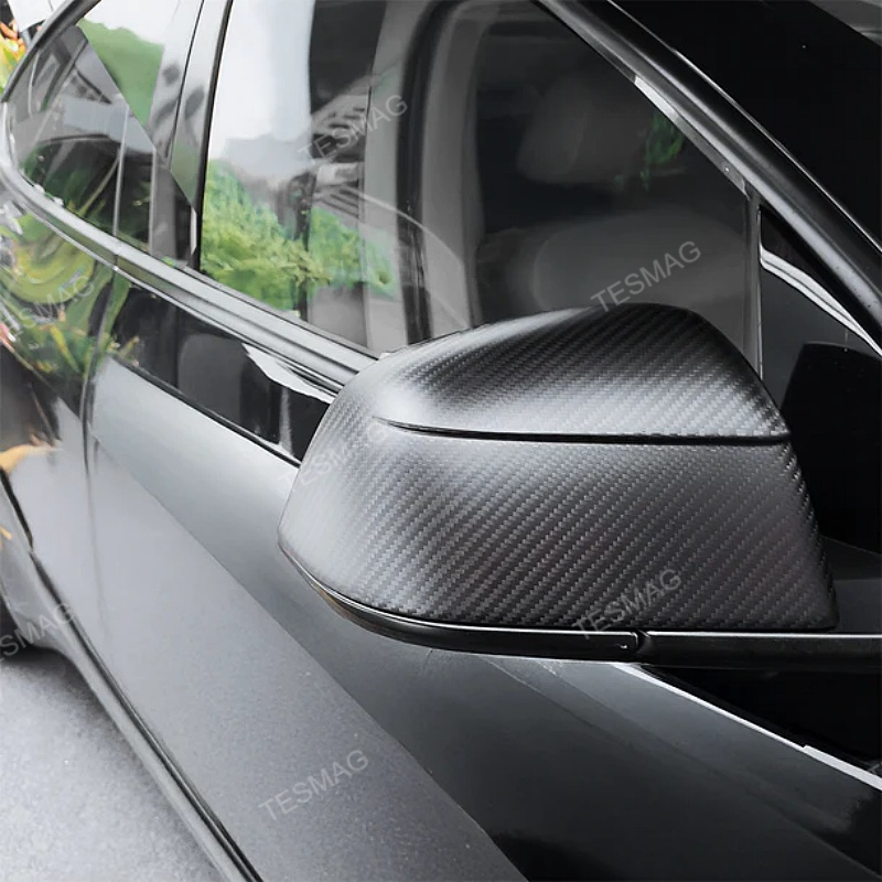 Carbon Fiber Side Mirror Covers for Tesla Model Y Juniper - Protective Cover