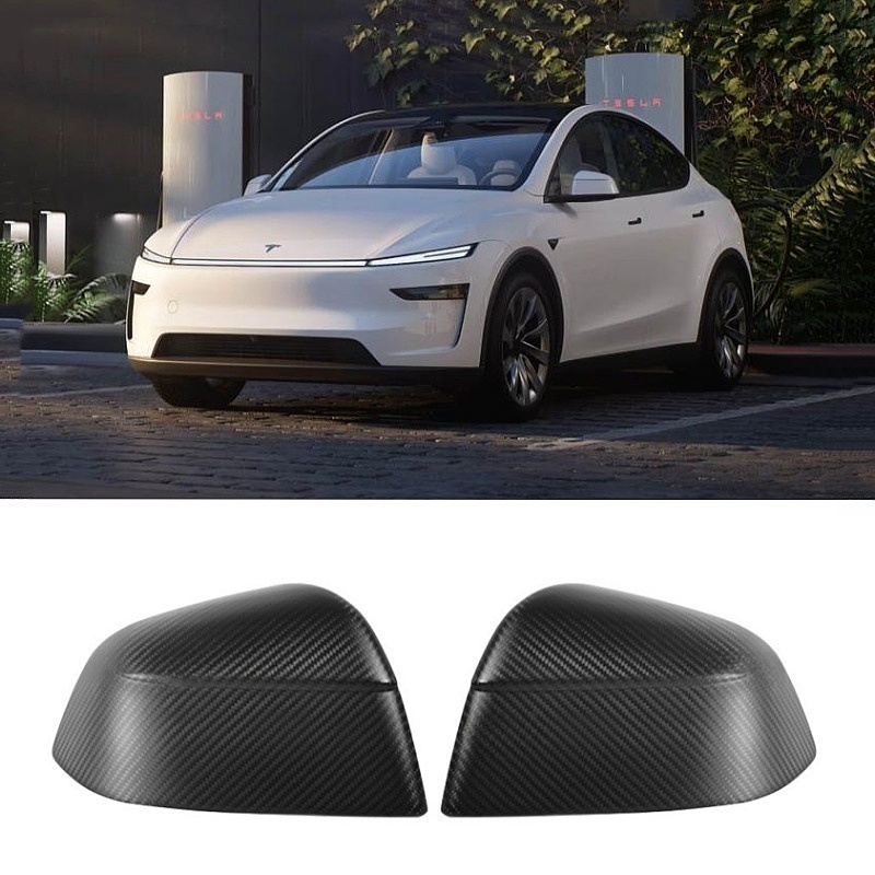 Carbon Fiber Side Mirror Covers for Tesla Model Y Juniper - Protective Cover