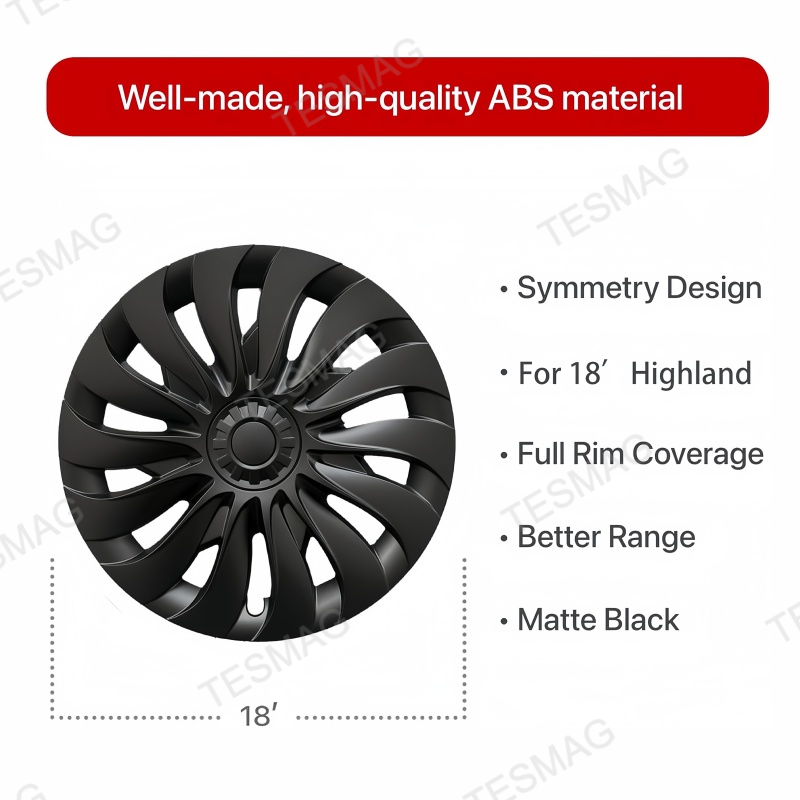 18-Inch Full Coverage Wheel Hubcaps for Tesla Model 3 Highland 