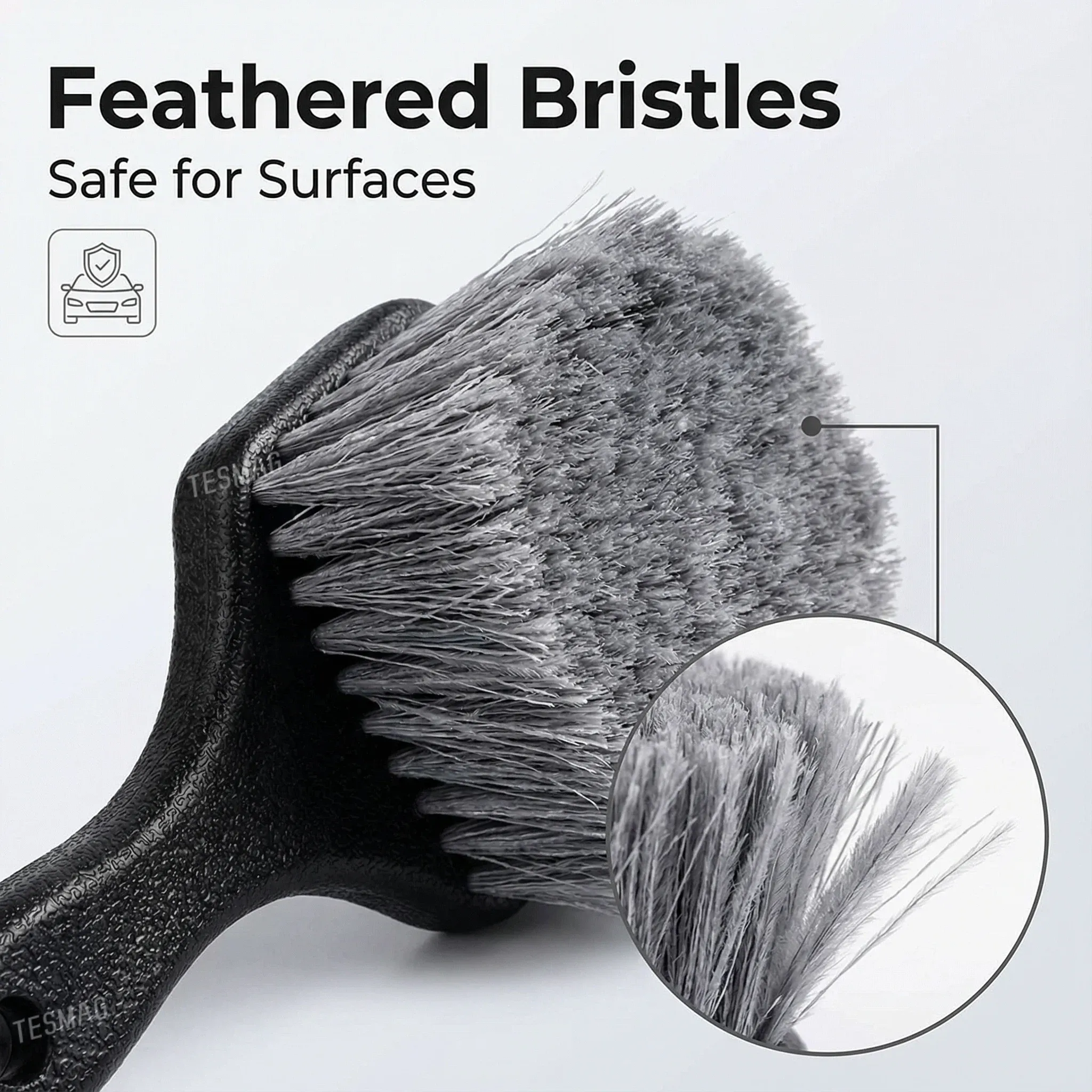 Car Wheel Tire Cleaning Brush Short Handle Tire Brush for Tesla Model 3/Y/S/X