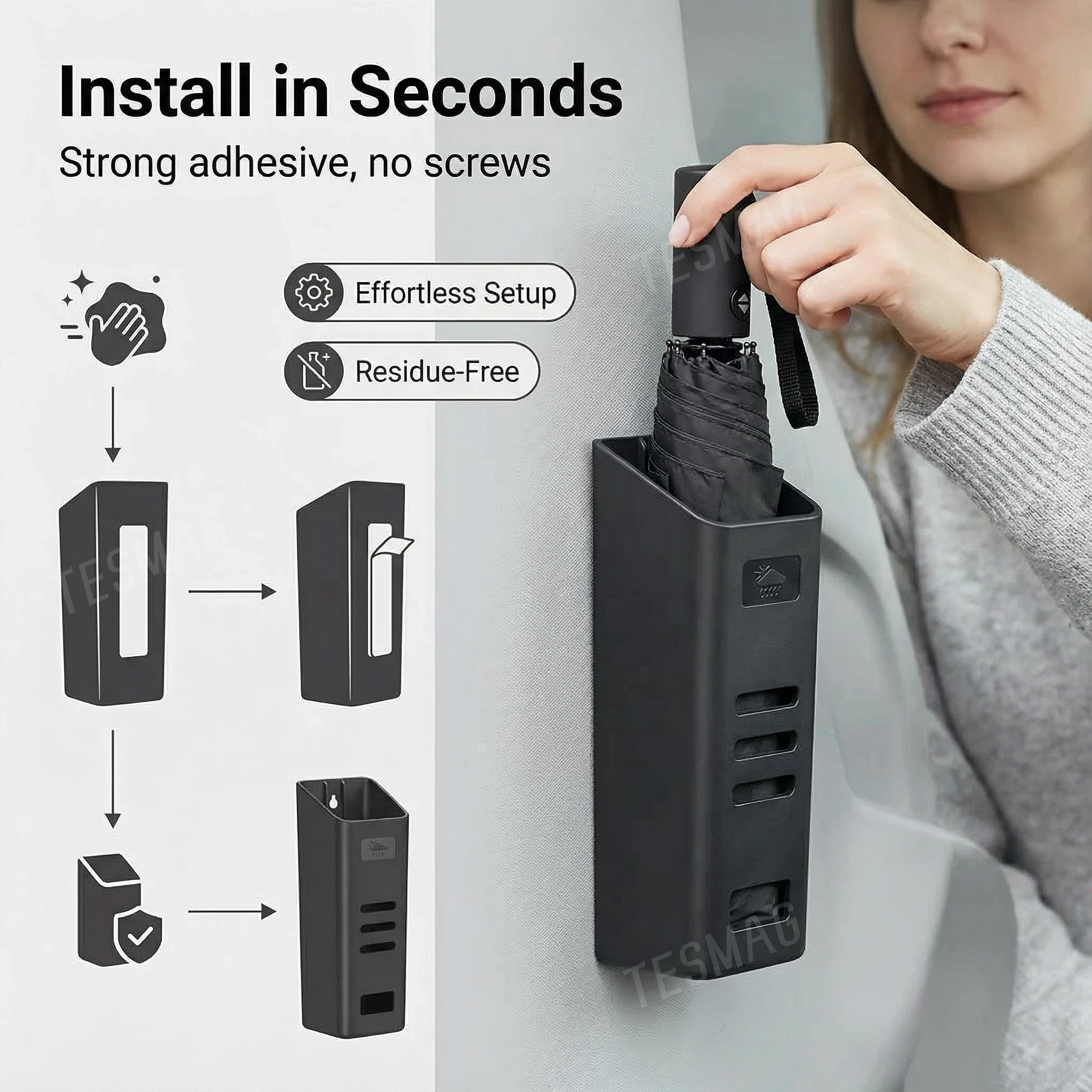 Trunk Umbrella Holder Waterproof Umbrella Storage for for Tesla Model 3/Y/S/X