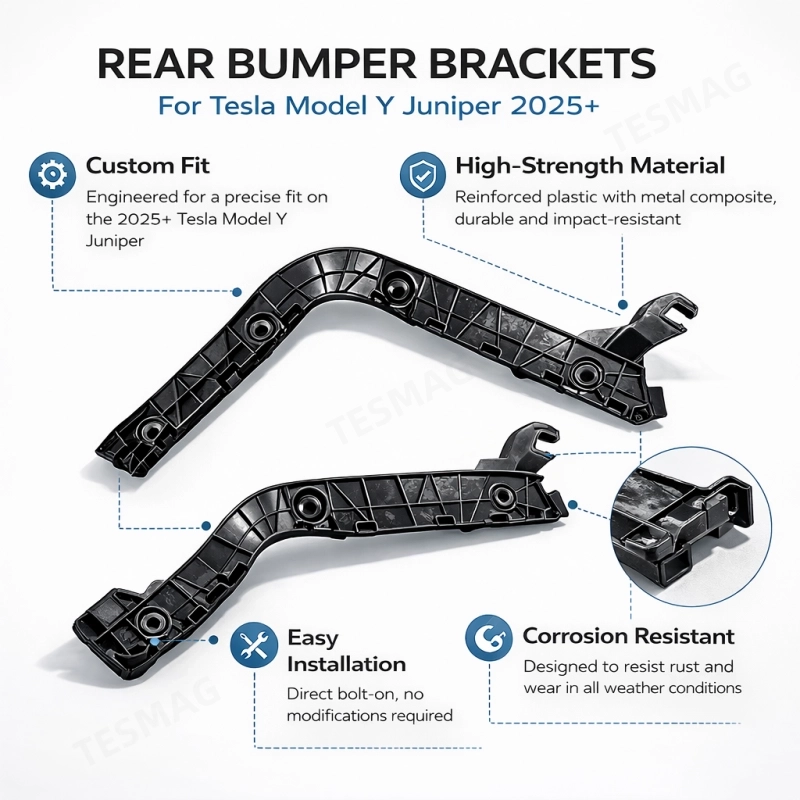 Curved Black Rear Bumper Bracket for Tesla Model Y Juniper 2025+ (1932583 1932585)