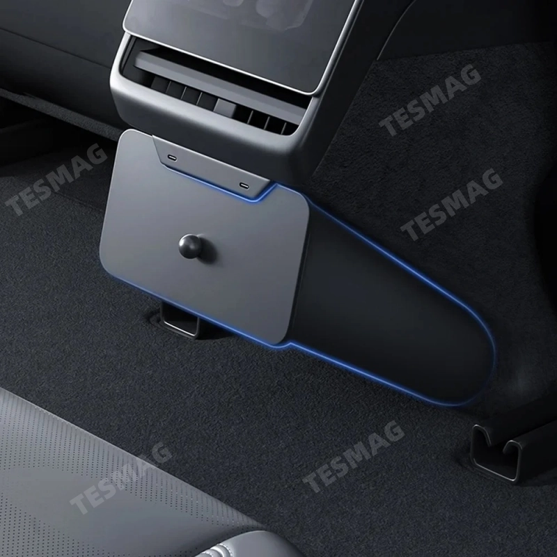 Under Seat Storage Box with Backseat Magnetic Trash Can for Tesla Model Y Juniper/ 3 Highland
