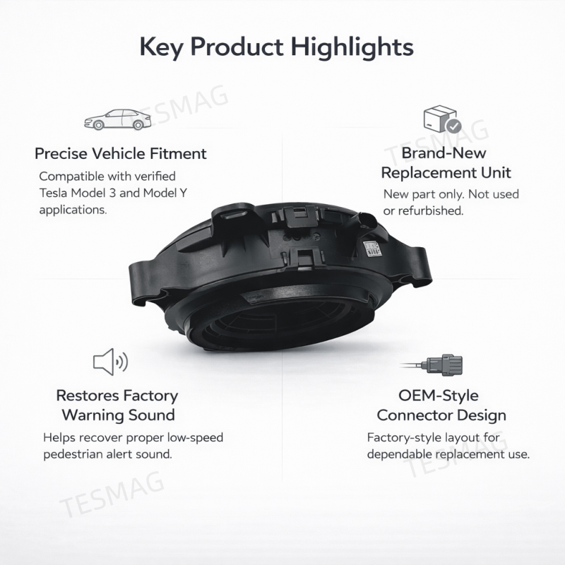 New OEM-Style Replacement Pedestrian Warning Speaker for Tesla Model 3/Y (1671113-00-B)