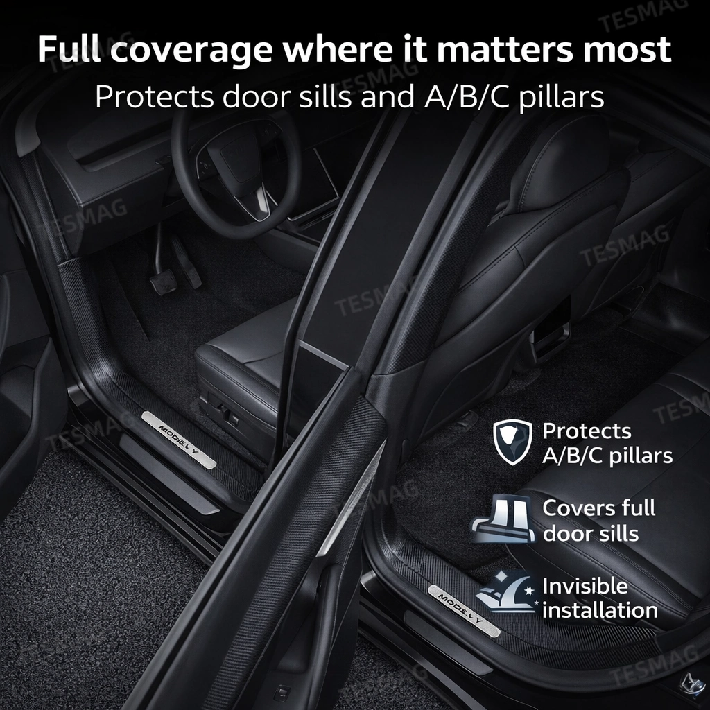 10PCS Door Sill & A/B/C Pillar Protector Set for Tesla Model Y Juniper 2025+