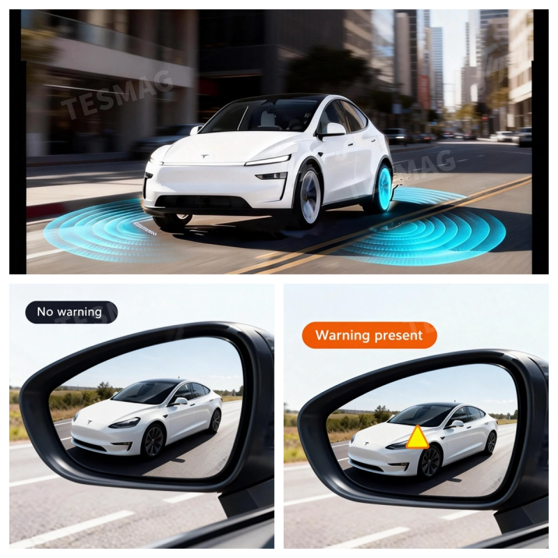 Side Rearview Tesla Blind Spot Mirror with BSD for Model 3 / Y