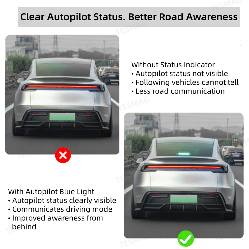 Tesla Model Y Juniper Rear Autopilot AP Blue LED Status Light – External Smart Driving Indicator