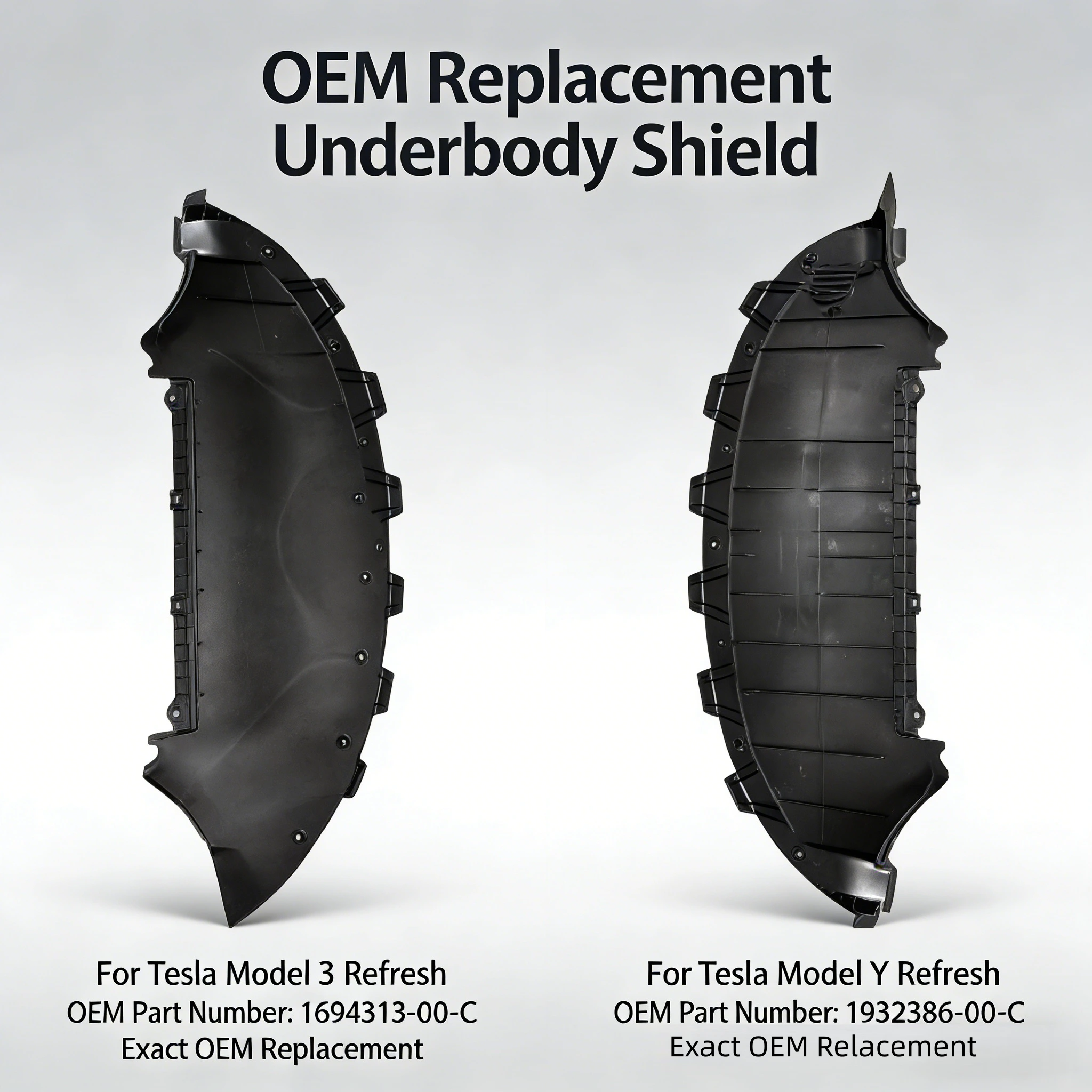 Front Bumper Lower Splash Shield for Tesla Model Y Juniper 1932386-00-C /Model 3 Highland 1694313-00-C