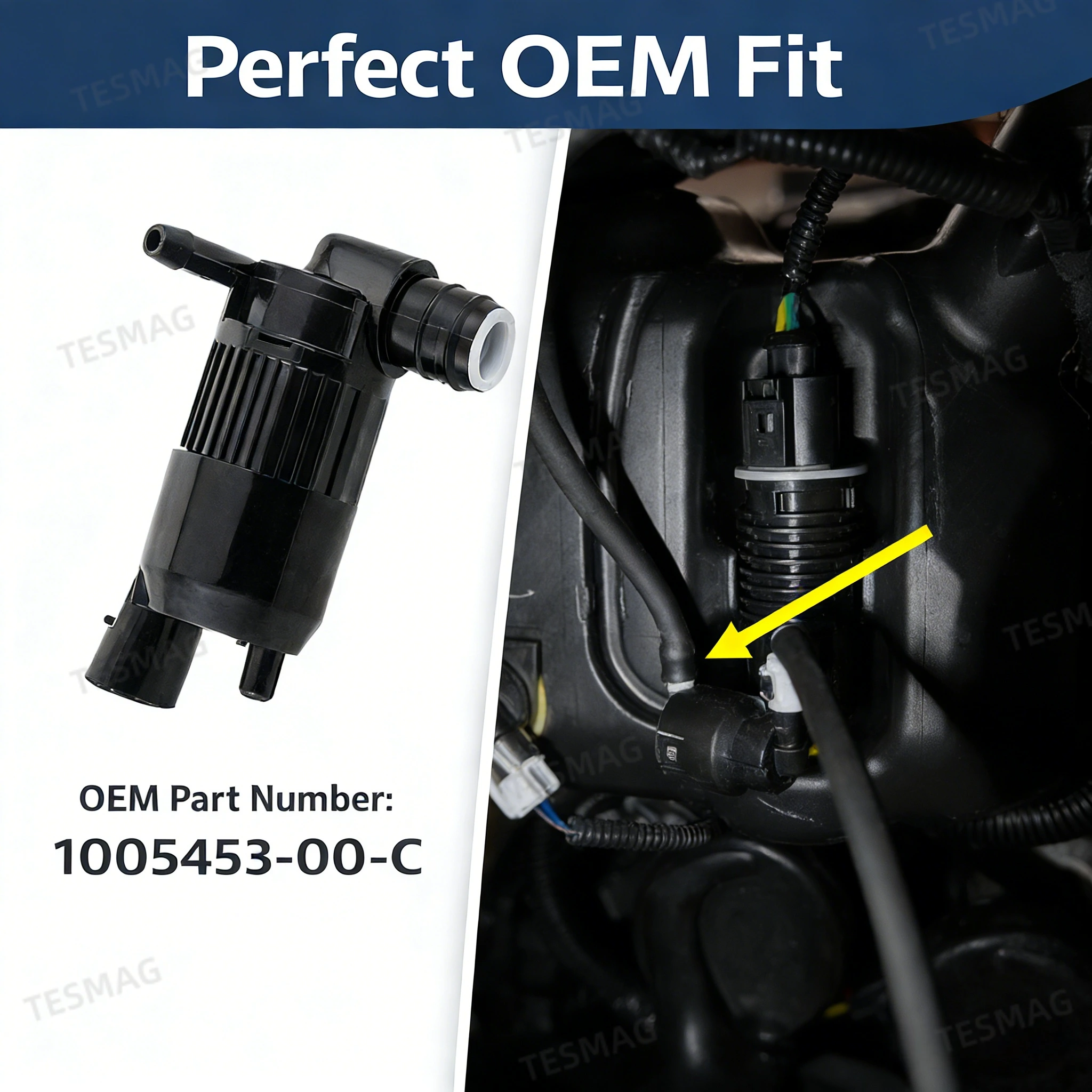 Windshield Washer Pump Motor For Tesla Model S 2012-2021 ( 1005453-00-C )