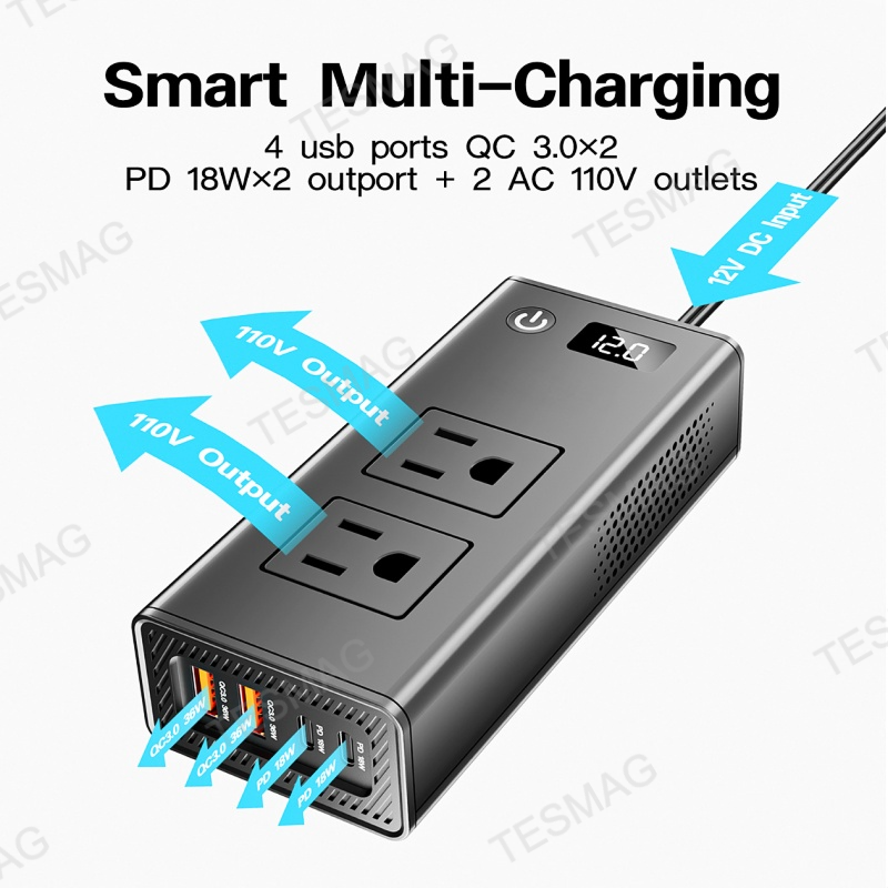 200W 12V to 110V AC Converter for Tesla Model 3/Y 