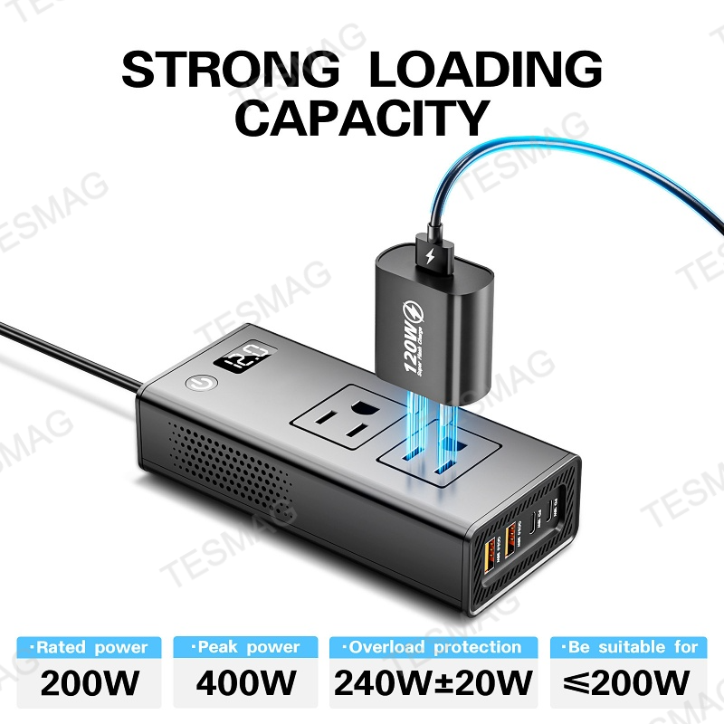 200W 12V to 110V AC Converter for Tesla Model 3/Y 