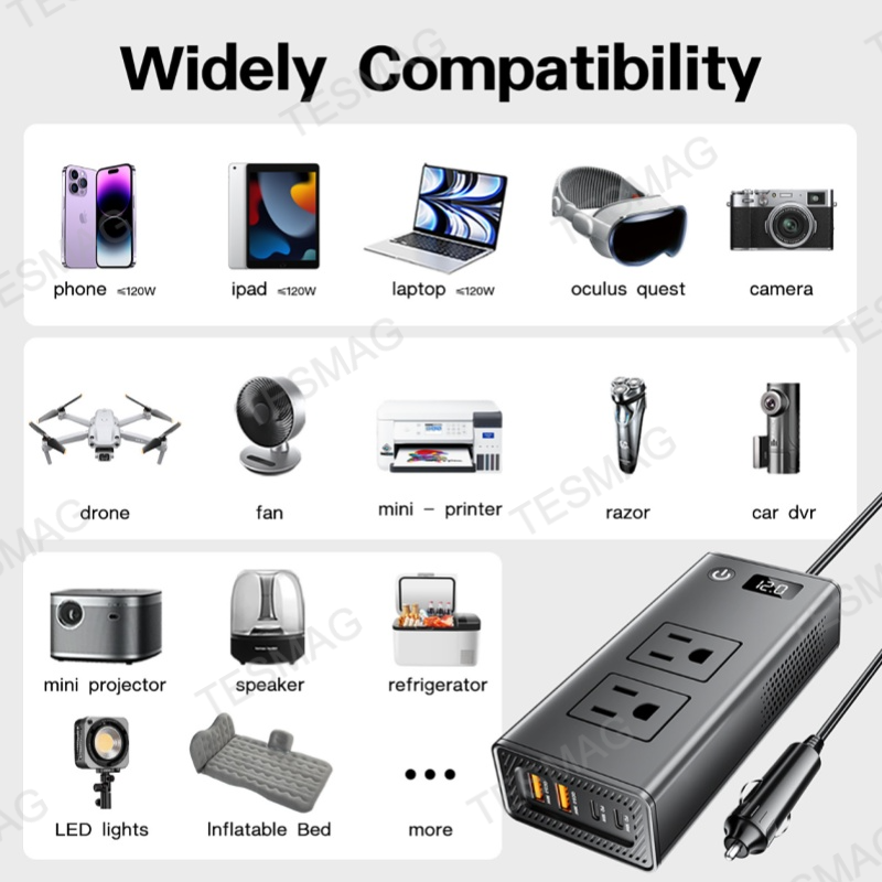 200W 12V to 110V AC Converter for Tesla Model 3/Y 