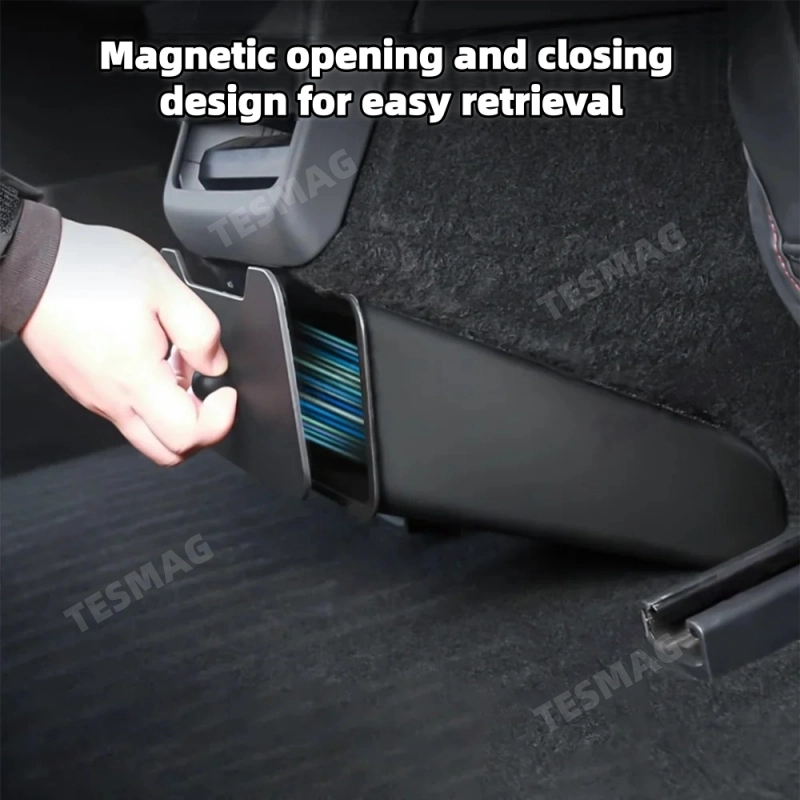 Under Seat Storage Box with Backseat Magnetic Trash Can for Tesla Model Y Juniper/ 3 Highland