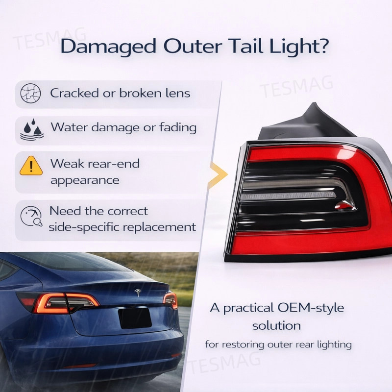 OEM-Style Outer Tail Light for Tesla Model 3 / Y 2021–2023 | 1502086-00-D 1502087-00-D