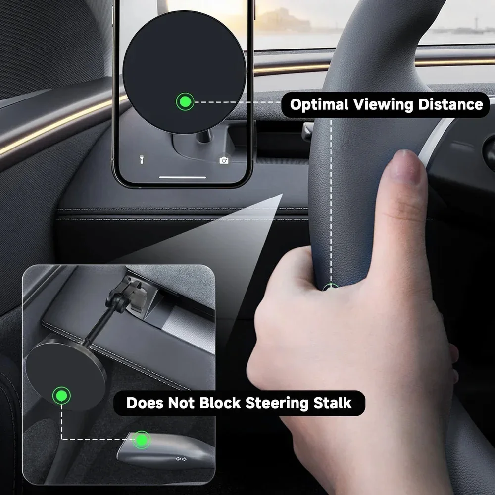 Model Y Juniper/3 Highland Adjustable Magnetic Left Dashboard Phone Holder
