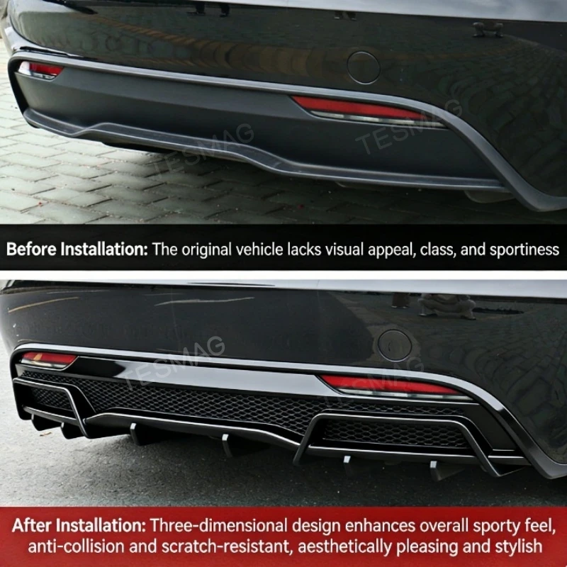 2024+ Tesla Model 3 Highland Rear Bumper Lip Diffuser ABS Body Kit Performance Styling Accessory