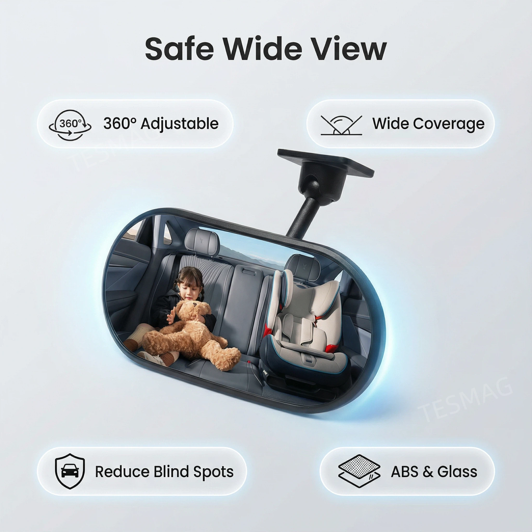 HD Baby Car Rear View Mirror with Wide Crystal Clear View 360° Adjustable