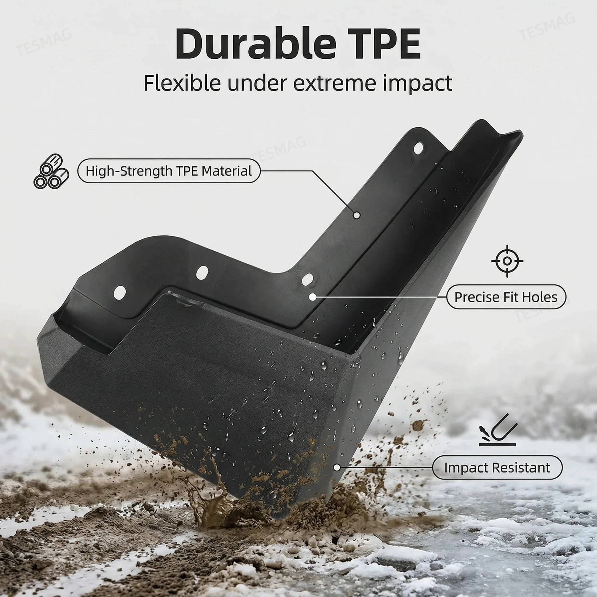 Premium TPE Mud Flaps for Tesla Cybertruck (2024+) – No-Drill Front & Rear Splash Guards