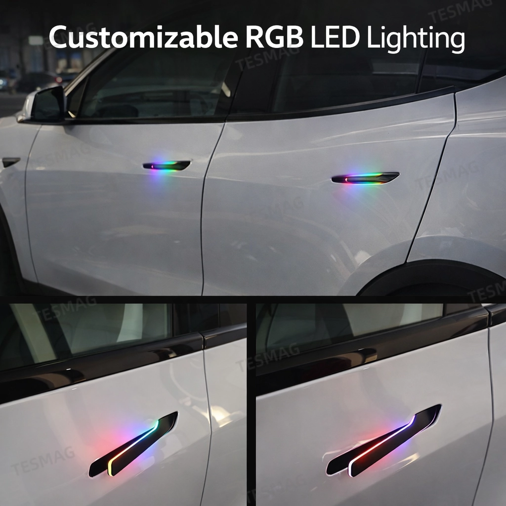 Tesla Model 3/Y Automatic RGB Door Handles – Wireless OTA Upgrade, Hands-Free Pop-Up