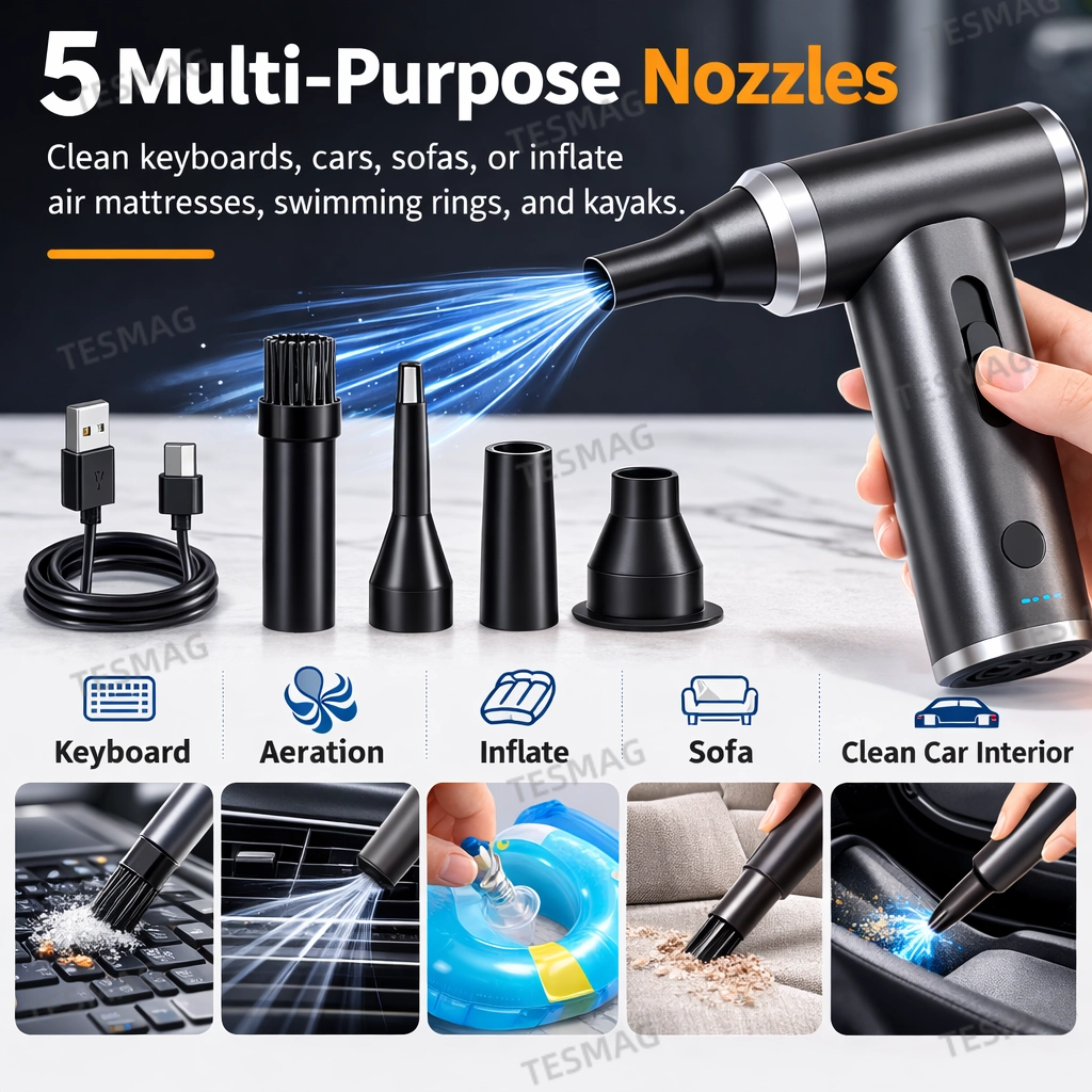 Rechargeable Handheld Electric Air Duster 125000 RPM Powerful Blower Brushless Motor