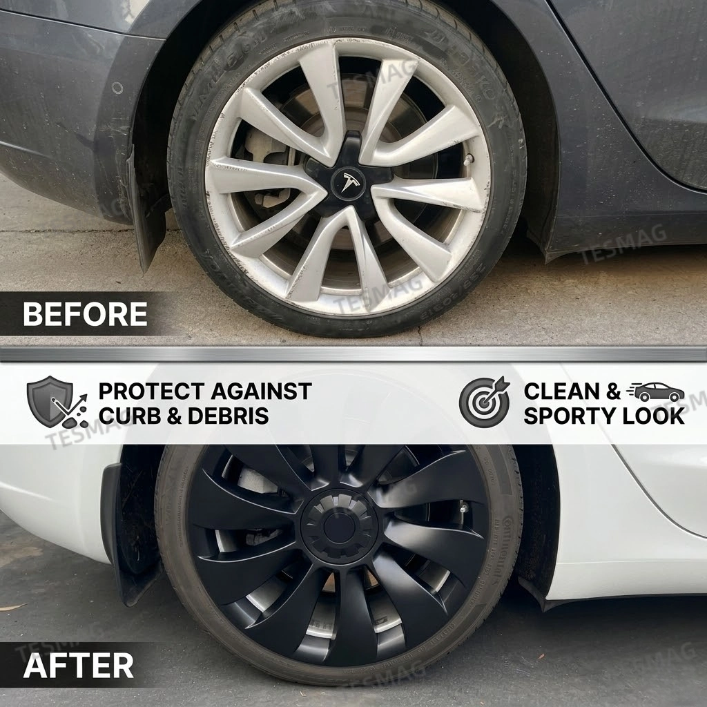 19″ Wheel Covers Hubcap Protector Kit for Tesla Model 3 – Rim Edge Guard 4pcs