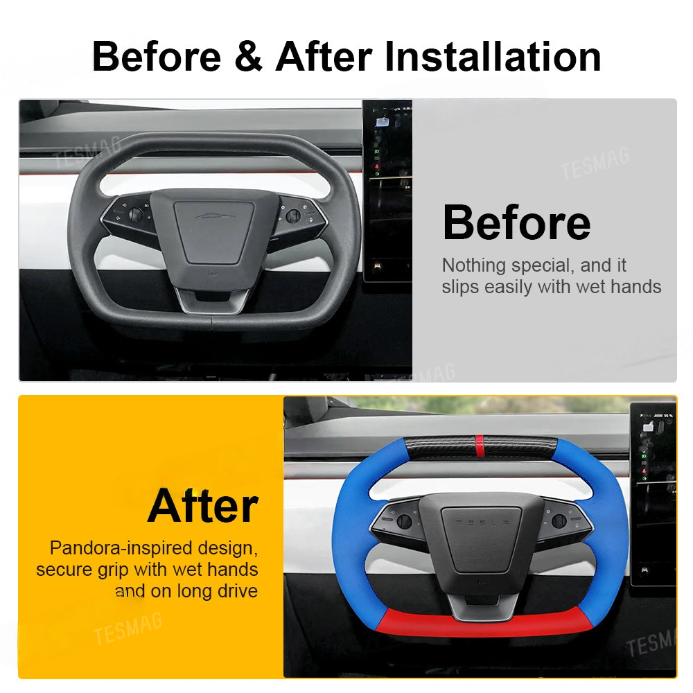 DIY Hand-Stitched Carbon Fiber Steering Wheel Cover for Cybertruck 2024+