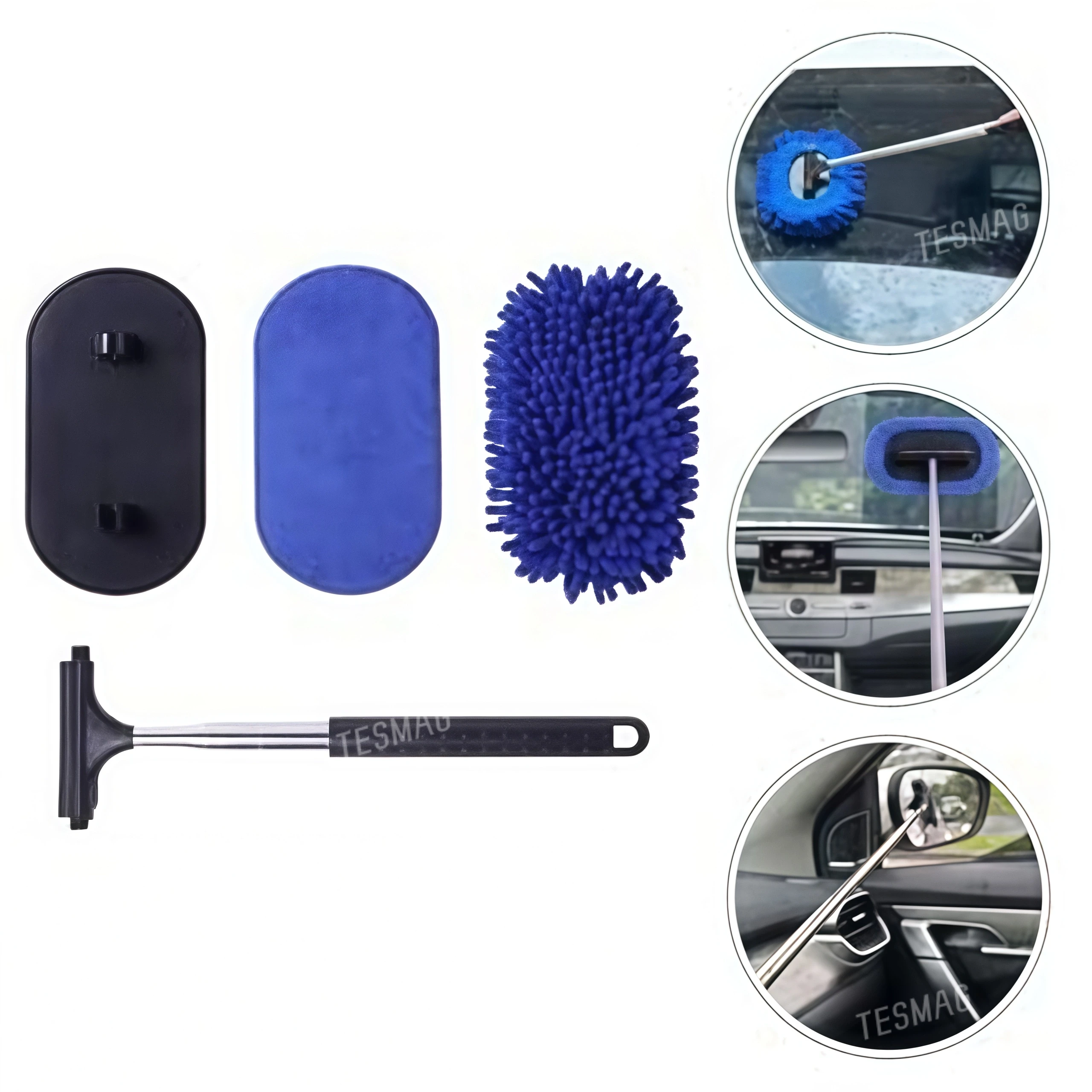 Tesla 3-in-1 Cleaning Kit - Car Windshield Squeegee Microfiber Dust Brush
