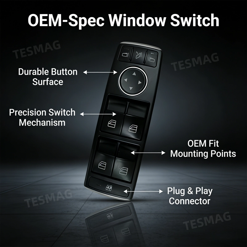 Front Left Master Tesla Window Switch for Model S/X (1028641-00-A 1003589-00-B) 